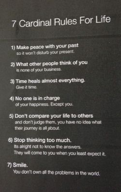 inspirationwordslove:  7 Rules of Life…