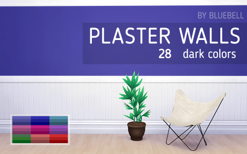 bluebellsims:  Plaster Walls for TS4 ♥ 52 bright colors 28 dark colors 45 neutral colors Cust