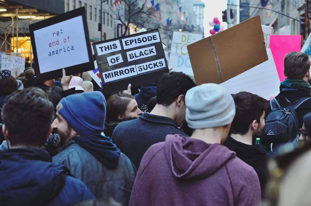 eyeofrafanjantu: sixpenceee: Seen at the Trump protests. Also I love that show. 