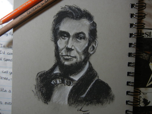 A charcoal sketch I did of Abraham Lincoln tonight. My computer crashed and I forgot the password to