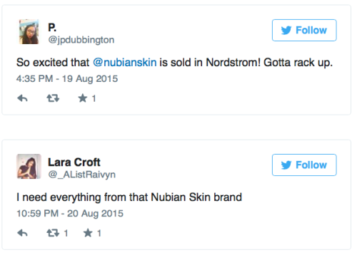 stylemic:  One month later, Nordstrom’s Nubian Skin is a big hit The brainchild of British entrepreneur Bianca Miller, Nubian Skin raised money on Indiegogo and launched online and in Europe last September. It took until this July for the line to reach