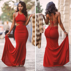 naughty-ebony:  Beauty in Tight Red Dress