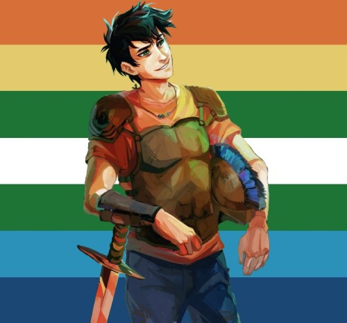 Bigender and T4T Percy Jackson and Transmasc Thalia Grace based flags~ (with and without characters)