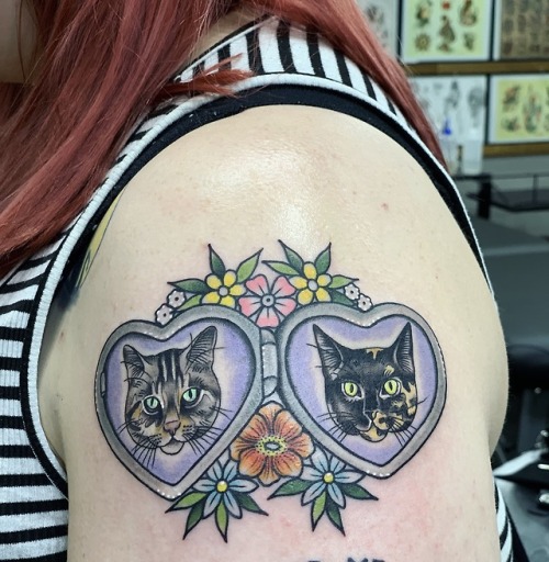 fuckyeahtattoos - Portrait of my two cats - Mercutio &...