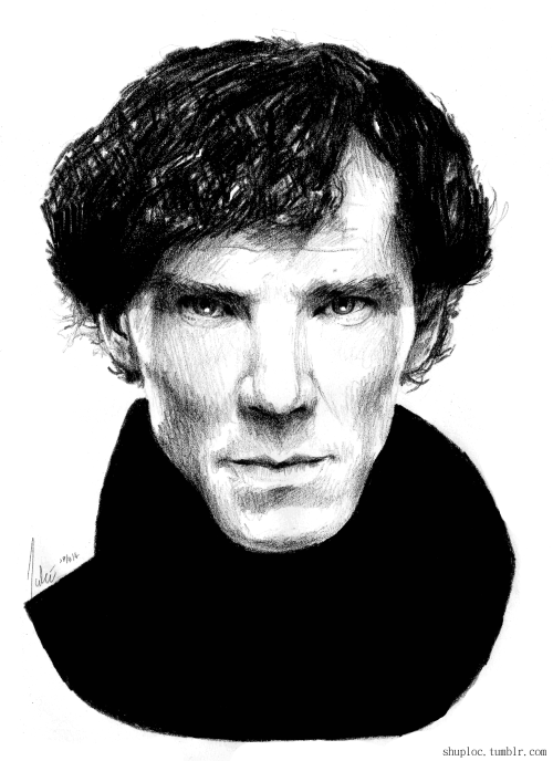 shuploc:Mr. Holmes (Benedict Cumberbatch, Sherlock)    Black coloured pencil - 2 hours    [Click for