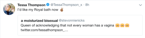 bluearrow126:Janelle and Tessa acknowledging that not all women have vaginas +Hints of that in the m