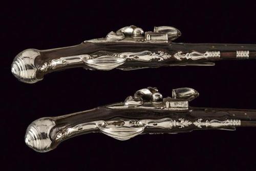 A pair of flintlock pistols signed “Picin Frusca”, Brescia Italy, 18th century.from Czerny’s Interna