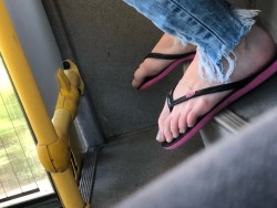 Femalestreetfeet:  Teen Girl With The Most Amazing Feet On A Bus  +