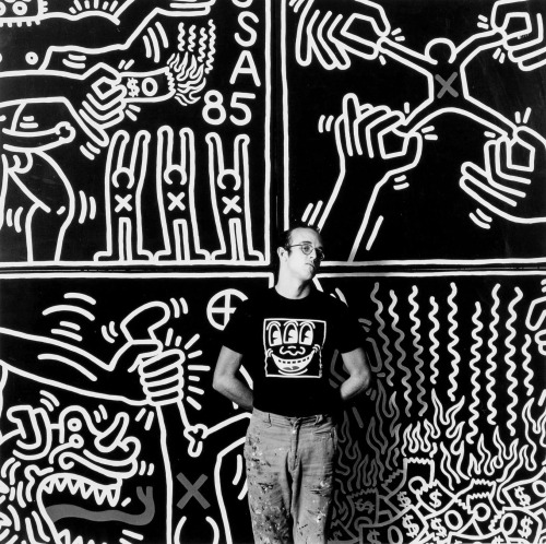 Keith Haring Photographed By Paul Blanca In His Studio, 1985.