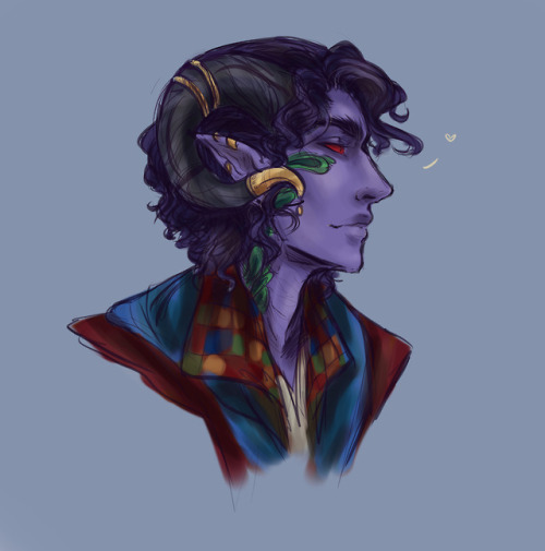 thosemcelroyboys: maalidoesart: Handsome devil [image description: Mollymauk Tealeaf from Critical R