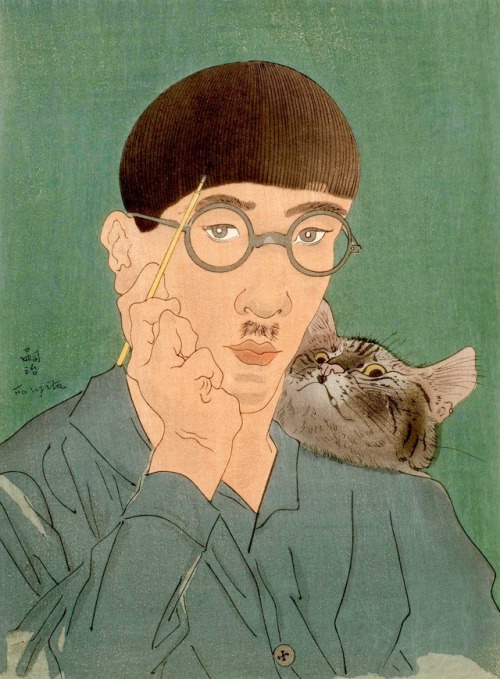 Happy birthday, Leonard Foujita!Leonard Tsuguharu Foujita, Self-portrait with cat, 1927, source