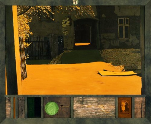 Jacek Rykała（Polish, b.1950 ）Mgła I    1997   olej+kolażCykl Rezydencje-Agnieszka   1998-2000   olej+kolażPodszepty dzielnicy Sielec-radio na pierwszym piętrze   1998   olej+kolarzOgród   1999   olej+kolażAdresat nieznany-żydom ze