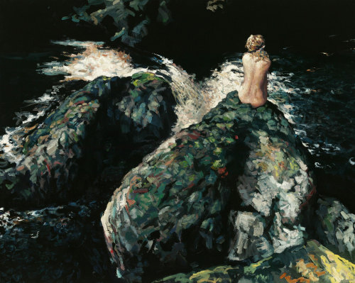 Elizabeth at the Waterfall   -   Hector McDonnellIrish,  b. 1947-Oil on canvas,