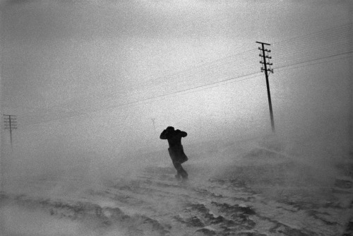 Snow blizzardon the road to Korce, Albania Josef Koudelka, 1994