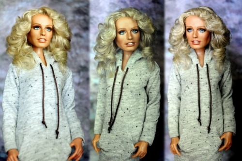 Farrah Fawcett photos and a Repainted, re-rooted and restyled MEGO Farrah doll by Noel Cruz and illu