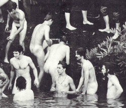 jaggedhal0:    Boys bathing at the Woodstock Music Festival, NY 1969  