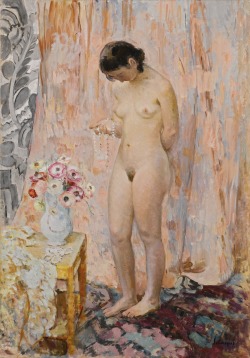 transistoradio:  Henri Lebasque (1865-1937), Nu au Collier [Nude with Necklace] (c.1923), oil on canvas, 81.4 x 116.5 cm. Via Sotheby’s.