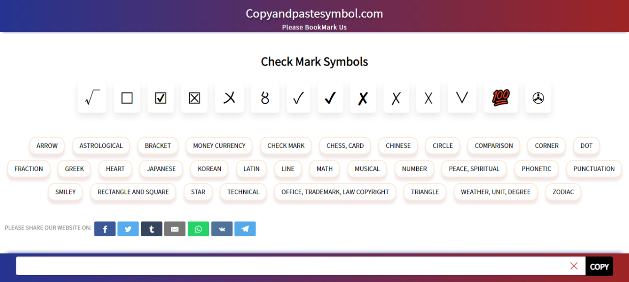 Get Check Mark Symbol Copy And Paste