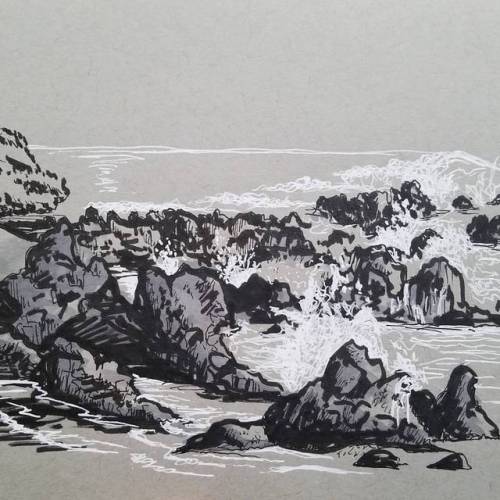 Rocks and waves from Maui #sketch #maui #hawaii #ink #pen #marker #sketchbook #instaartist #inktober