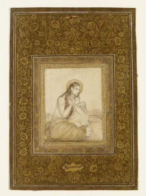 Lady Ra’aba of BasraIndia, Mughal, c. 17th centuryInk, watercolors, &amp; gold on paper© Victoria &a