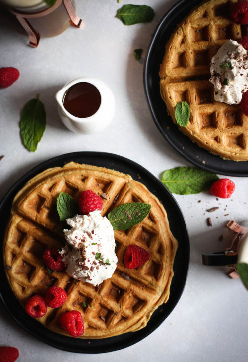 sweetoothgirl:    GUINNESS WAFFLES WITH BAILEYS WHIPPED CREAM (AKA BOOZY WAFFLES)