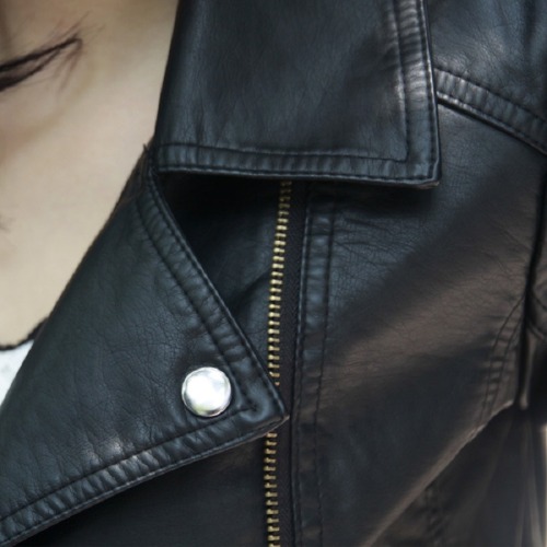 Women Black Slim Cool Lady PU Leather Jackets