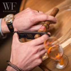 thewatchmag:  Enjoying the finer things in life with the #Blancpain Villeret Squelette… #cigar #cognac #byeGary