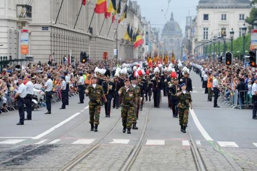 members of the military academy during the parade on national belgian day