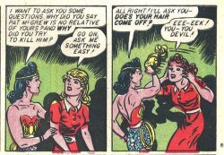 howdoyoulikethemeggrolls:  do-not-open-til-christmas:  thegoldenfunnies:  From Sensation Comics #23 (1943), by  William Moulton Marston and H.G. Peter   Empowering women.   … and Drag Queens since 1941