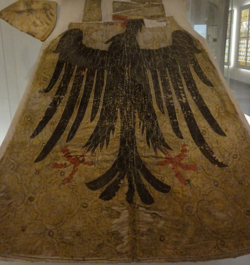 An embroidered and appliqued heraldic textile at the German National Museum in Nuremberg, Germany. T