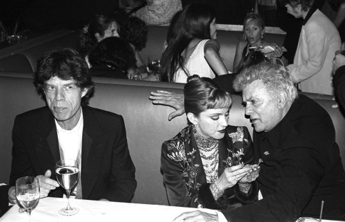 Mick Jagger, Madonna and Tony Curtis at the Vanity Fair Oscar Party, Mortons, Los Angeles. March 24,