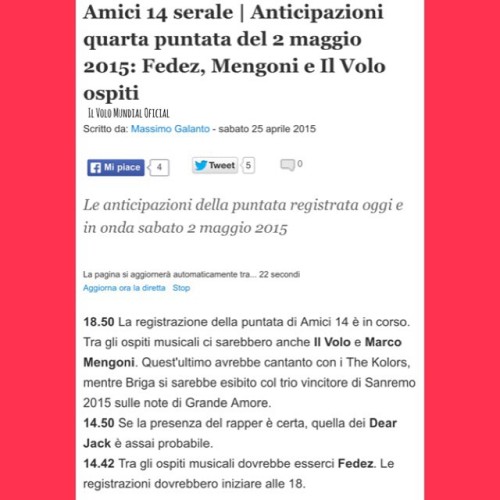 @ilvolomusic By TVBlog.it Amici 14 serale | Anticipazioni quarta puntata del 2 maggio 2015: Fedez, M