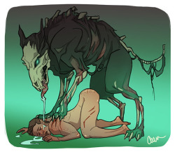 awaafterdark: Dean x Hellhound with accompanying