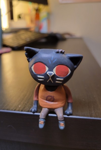 cadenzarose:I made a Mae!(Yes yes I know I am very late to the party but I played Night in the Woods for the first time recently and really enjoyed it)Materials used: polymer clay, acrylic paint