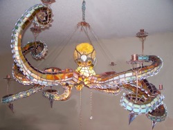 thegreenwolf:  Stained glass octopus chandelier by Mason’s Creations