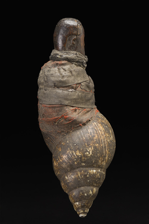 cavinmorrisgallery: AfricaMagic Sculpture - Nyamwezi People - Tanzania, Mid. 20th C.Shell, wood, fab