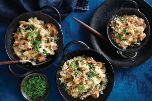 Slow cooker Italian sausage and mushroom risotto