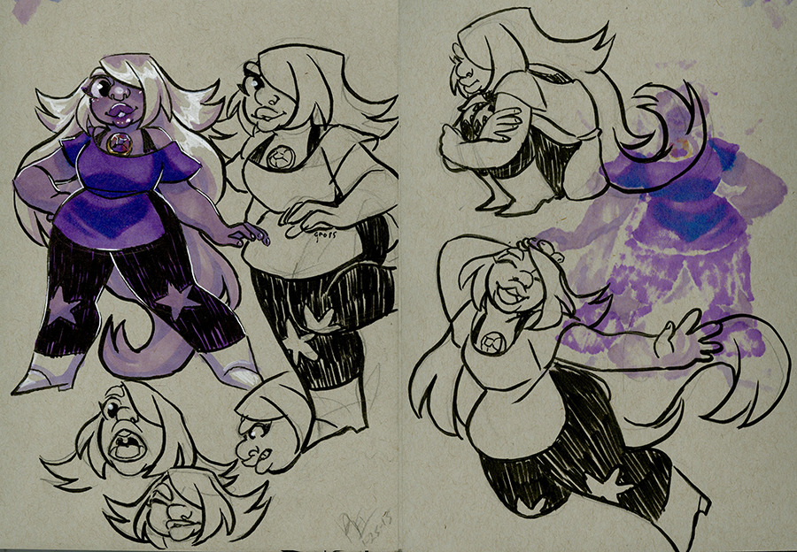 reallythinkaboutit:  Amethyst and Pearl Doodles :]Been figuring out brush pens and