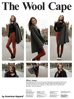 americanapparel:  Anna in the Wool Cape,