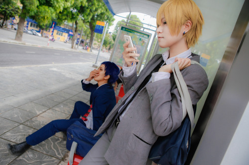 KUROKO NO BASKET cosplay Kise Ryota by Hara Natsuga  Aomine Daiki by Han Kouga  Photo by Dan Gyokuei