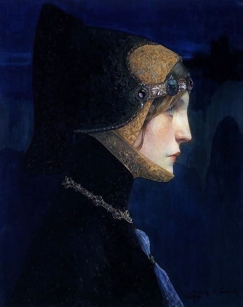anillusion:Lucien-Victor Guirand de Scévola (1871-1950) Portrait de Jeune Femme en Habit
