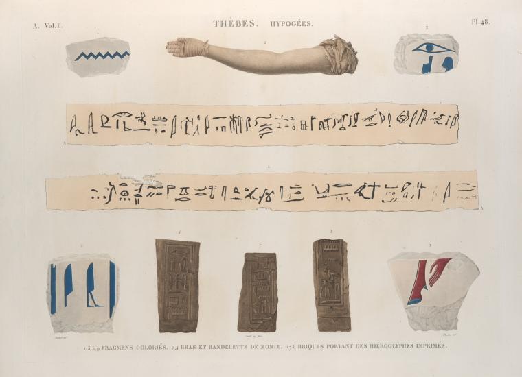 design-is-fine:  Thebes, Hypogeum: Colored fragments, mummy strips and bricks bearing