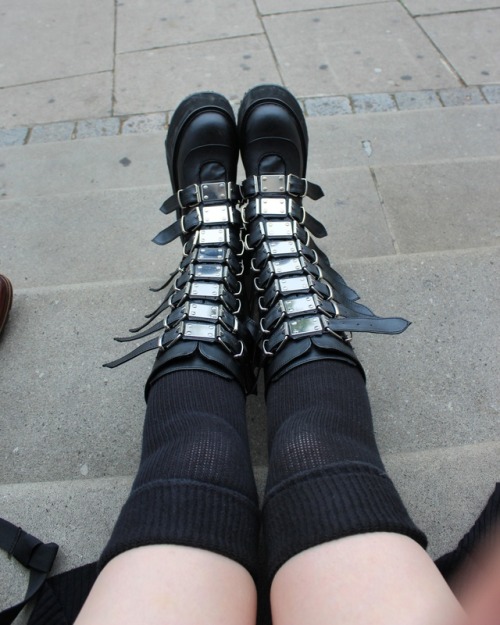 sadbishclique: i’m a picture perfect nothing shoes from Demonia shoes socks from American Apparel (