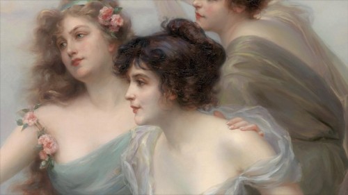 die-rosastrasse:Édouard Bisson French, 1856-1939 Love’s Messengers, Two Maidens, The Three Graces (d