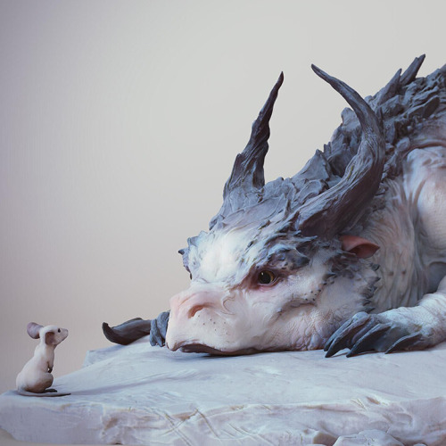 Dragon and Mouse sculpture