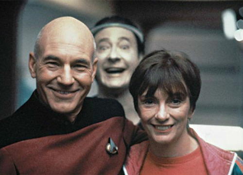 Brent Spiner deals himself into this picture of Patrick Stewart and Jeri Taylor. (via reddit)