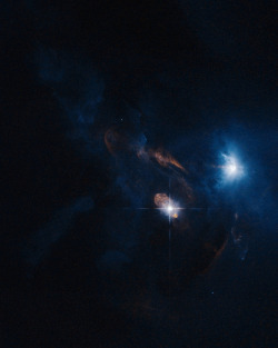 spaceplasma:   XZ Tauri is a binary system approximately 450 light-years away in the constellation Taurus. The system is composed of two T Tauri stars orbiting each other about 6 billion kilometers apart (roughly the same distance as Pluto is from the