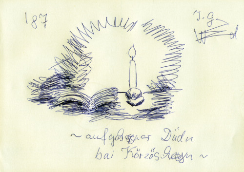 aufgeschlagener Düdn bai Körzöscheyn (≈ open Duden in the Candlelight), 1987 by J.G.Wind