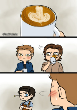 Tsuki-Nekota:  “Destiel Coffee Shop Au Where Cas Draws Dicks In Deans Coffee To