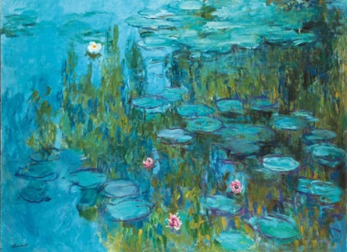 paintingsdaily - Pink and turquoise water lilies // Claude Monet